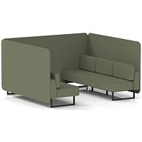 Brixworth 6 Seater Bench Booth, Black Legs, Main Line Flax Fabric, Monument Panels And Sofa