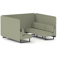 Brixworth 6 Seater Bench Booth, Black Legs, Main Line Flax Fabric, Newbury Panels And Sofa