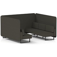 Brixworth 6 Seater Bench Booth, Black Legs, Main Line Flax Fabric, Temple Panels And Sofa