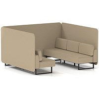 Brixworth 6 Seater Bench Booth, Black Legs, Main Line Flax Fabric, Upminster Panels And Sofa
