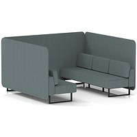 Brixworth 6 Seater Bench Booth, Black Legs, Main Line Flax Fabric, Westminster Panels And Sofa