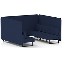 Brixworth 6 Seater Bench Booth, Black Legs, Synergy Fabric, Alike Panels And Sofa