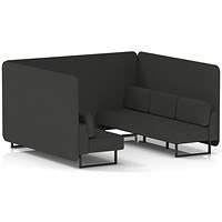 Brixworth 6 Seater Bench Booth, Black Legs, Synergy Fabric, Mix Panels And Sofa