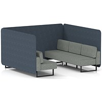 Brixworth 6 Seater Bench Booth, Black Legs, Rivet Fabric, Crucible Panels And Prime Sofa