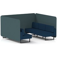 Brixworth 6 Seater Bench Booth, Black Legs, X2 Fabric, Polygon Panels And Calculus Sofa