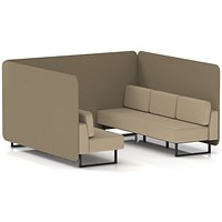 Brixworth 6 Seater Bench Booth, Black Legs, Main Line Flax Fabric, Bank Panels And Upminster Sofa