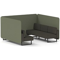 Brixworth 6 Seater Bench Booth, Black Legs, Main Line Flax Fabric, Monument Panels And Temple Sofa
