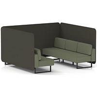 Brixworth 6 Seater Bench Booth, Black Legs, Main Line Flax Fabric, Temple Panels And Monument Sofa
