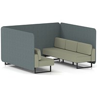 Brixworth 6 Seater Bench Booth, Black Legs, Main Line Flax Fabric, Westminster Panels And Newbury Sofa