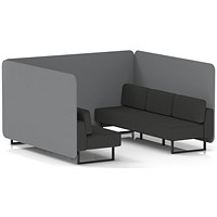 Brixworth 6 Seater Bench Booth, Black Legs, Synergy Fabric, Partner Panels And Mix Sofa