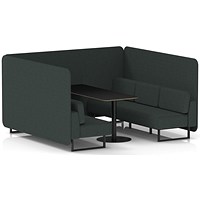 Brixworth 6 Seater Bench Booth With Table, Black Legs, Black Table, Rivet Fabric, Charcoal Panels And Sofa