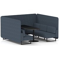Brixworth 6 Seater Bench Booth With Table, Black Legs, Black Table, Rivet Fabric, Crucible Panels And Sofa