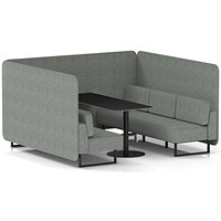 Brixworth 6 Seater Bench Booth With Table, Black Legs, Black Table, Rivet Fabric, Prime Panels And Sofa