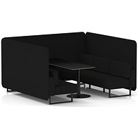 Brixworth 6 Seater Bench Booth With Table, Black Legs, Black Table, X2 Fabric, Diameter Panels And Sofa