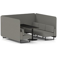 Brixworth 6 Seater Bench Booth With Table, Black Legs, Black Table, X2 Fabric, Number Panels And Sofa