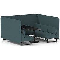 Brixworth 6 Seater Bench Booth With Table, Black Legs, Black Table, X2 Fabric, Polygon Panels And Sofa