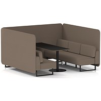 Brixworth 6 Seater Bench Booth With Table, Black Legs, Black Table, X2 Fabric, Theory Panels And Sofa
