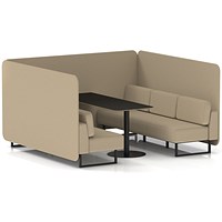 Brixworth 6 Seater Bench Booth With Table, Black Legs, Black Table, Main Line Flax Fabric, Upminster Panels And Sofa