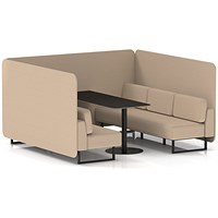 Brixworth 6 Seater Bench Booth With Table, Black Legs, Black Table, Synergy Fabric, Affix Panels And Sofa