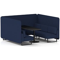 Brixworth 6 Seater Bench Booth With Table, Black Legs, Black Table, Synergy Fabric, Alike Panels And Sofa
