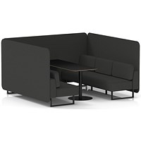 Brixworth 6 Seater Bench Booth With Table, Black Legs, Black Table, Synergy Fabric, Mix Panels And Sofa