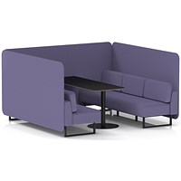 Brixworth 6 Seater Bench Booth With Table, Black Legs, Black Table, Synergy Fabric, Order Panels And Sofa