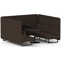 Brixworth 6 Seater Bench Booth With Table, Black Legs, Black Table, Synergy Fabric, Wed Panels And Sofa