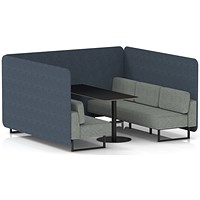 Brixworth 6 Seater Bench Booth With Table, Black Legs, Black Table, Rivet Fabric, Crucible Panels And Prime Sofa