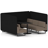 Brixworth 6 Seater Bench Booth With Table, Black Legs, Black Table, X2 Fabric, Diameter Panels And Theory Sofa