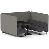 Brixworth 6 Seater Bench Booth With Table, Black Legs, Black Table, X2 Fabric, Number Panels And Arithmetic Sofa