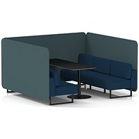 Brixworth 6 Seater Bench Booth With Table, Black Legs, Black Table, X2 Fabric, Polygon Panels And Calculus Sofa
