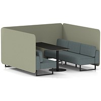 Brixworth 6 Seater Bench Booth With Table, Black Legs, Black Table, Main Line Flax Fabric, Newbury Panels And Westminster Sofa