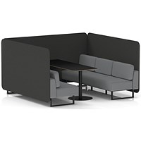 Brixworth 6 Seater Bench Booth With Table, Black Legs, Black Table, Synergy Fabric, Mix Panels And Partner Sofa