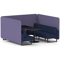 Brixworth 6 Seater Bench Booth With Table, Black Legs, Black Table, Synergy Fabric, Order Panels And Alike Sofa
