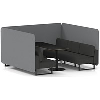 Brixworth 6 Seater Bench Booth With Table, Black Legs, Black Table, Synergy Fabric, Partner Panels And Mix Sofa