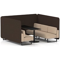 Brixworth 6 Seater Bench Booth With Table, Black Legs, Black Table, Synergy Fabric, Wed Panels And Affix Sofa