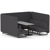 Brixworth 6 Seater Bench Booth With Table, Black Legs, Grey Table With Black Leg, X2 Fabric, Arithmetic Panels And Sofa