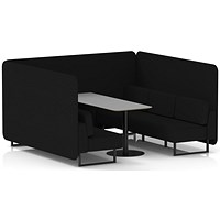 Brixworth 6 Seater Bench Booth With Table, Black Legs, Grey Table With Black Leg, X2 Fabric, Diameter Panels And Sofa