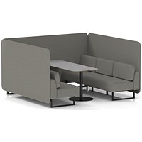 Brixworth 6 Seater Bench Booth With Table, Black Legs, Grey Table With Black Leg, X2 Fabric, Number Panels And Sofa