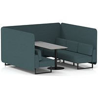 Brixworth 6 Seater Bench Booth With Table, Black Legs, Grey Table With Black Leg, X2 Fabric, Polygon Panels And Sofa