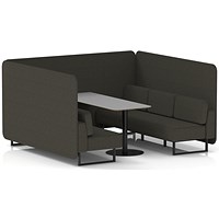 Brixworth 6 Seater Bench Booth With Table, Black Legs, Grey Table With Black Leg, Main Line Flax Fabric, Temple Panels And Sofa