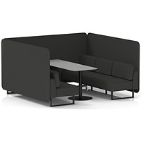 Brixworth 6 Seater Bench Booth With Table, Black Legs, Grey Table With Black Leg, Synergy Fabric, Mix Panels And Sofa
