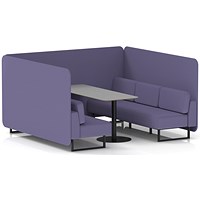 Brixworth 6 Seater Bench Booth With Table, Black Legs, Grey Table With Black Leg, Synergy Fabric, Order Panels And Sofa