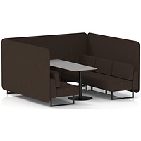 Brixworth 6 Seater Bench Booth With Table, Black Legs, Grey Table With Black Leg, Synergy Fabric, Wed Panels And Sofa