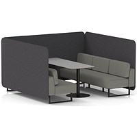 Brixworth 6 Seater Bench Booth With Table, Black Legs, Grey Table With Black Leg, X2 Fabric, Arithmetic Panels And Number Sofa