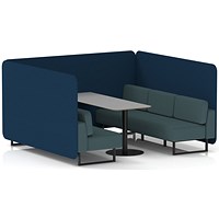 Brixworth 6 Seater Bench Booth With Table, Black Legs, Grey Table With Black Leg, X2 Fabric, Calculus Panels And Polygon Sofa