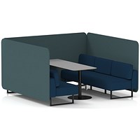 Brixworth 6 Seater Bench Booth With Table, Black Legs, Grey Table With Black Leg, X2 Fabric, Polygon Panels And Calculus Sofa