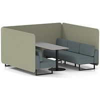 Brixworth 6 Seater Bench Booth With Table, Black Legs, Grey Table With Black Leg, Main Line Flax Fabric, Newbury Panels And Westminster Sofa