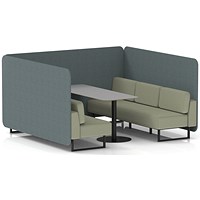 Brixworth 6 Seater Bench Booth With Table, Black Legs, Grey Table With Black Leg, Main Line Flax Fabric, Westminster Panels And Newbury Sofa