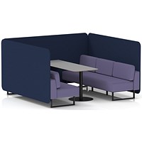 Brixworth 6 Seater Bench Booth With Table, Black Legs, Grey Table With Black Leg, Synergy Fabric, Alike Panels And Order Sofa